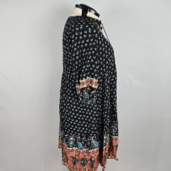 Bloomchic Midi Dress Bandana Tassels Keyhole Neck Indigo Floral Plus Size 1X NWT - Picture 10 of 11